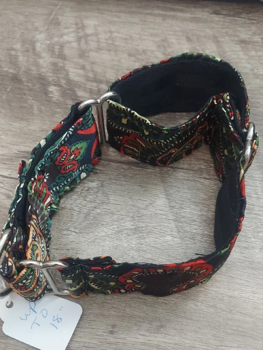 Ornate Tapestry Bohemian Paisley Handmade Custom Martingale Dog Collar 1.5
